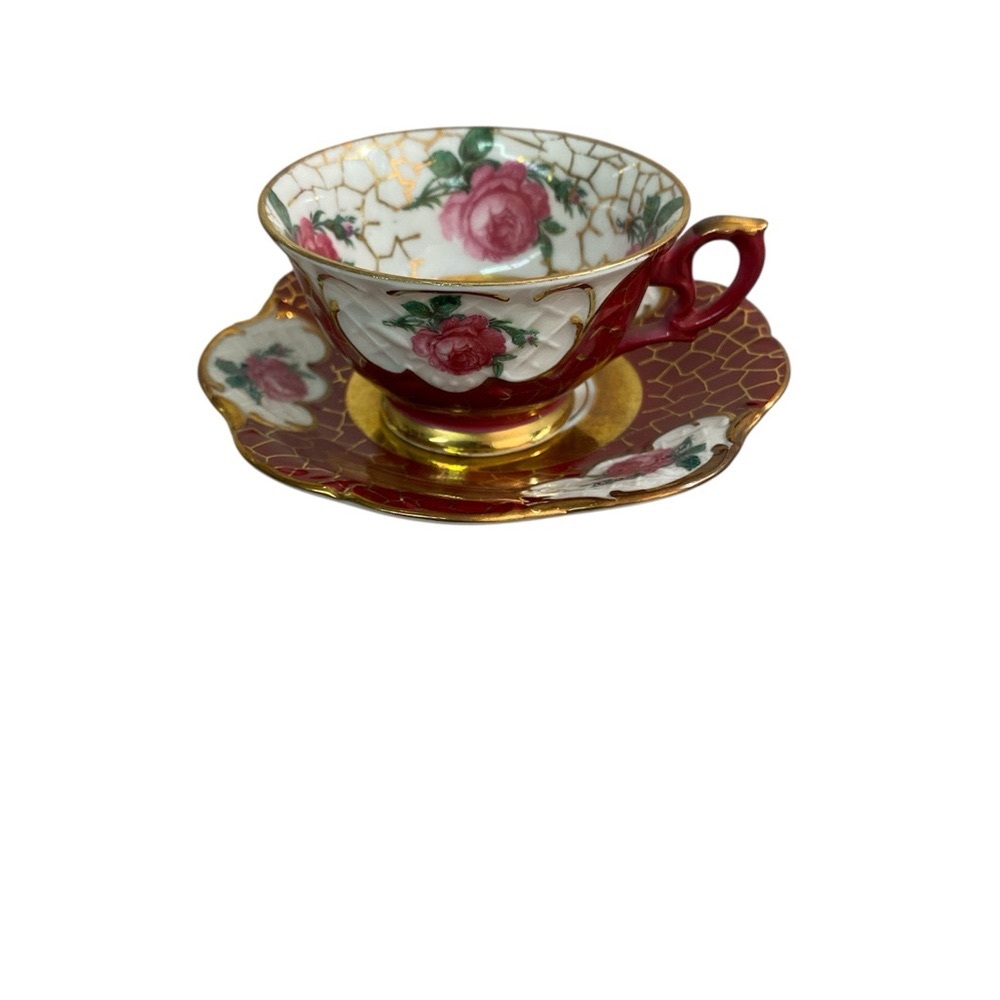 Royal Heidelberg Winterling Red and Gold Teacup Bavaria